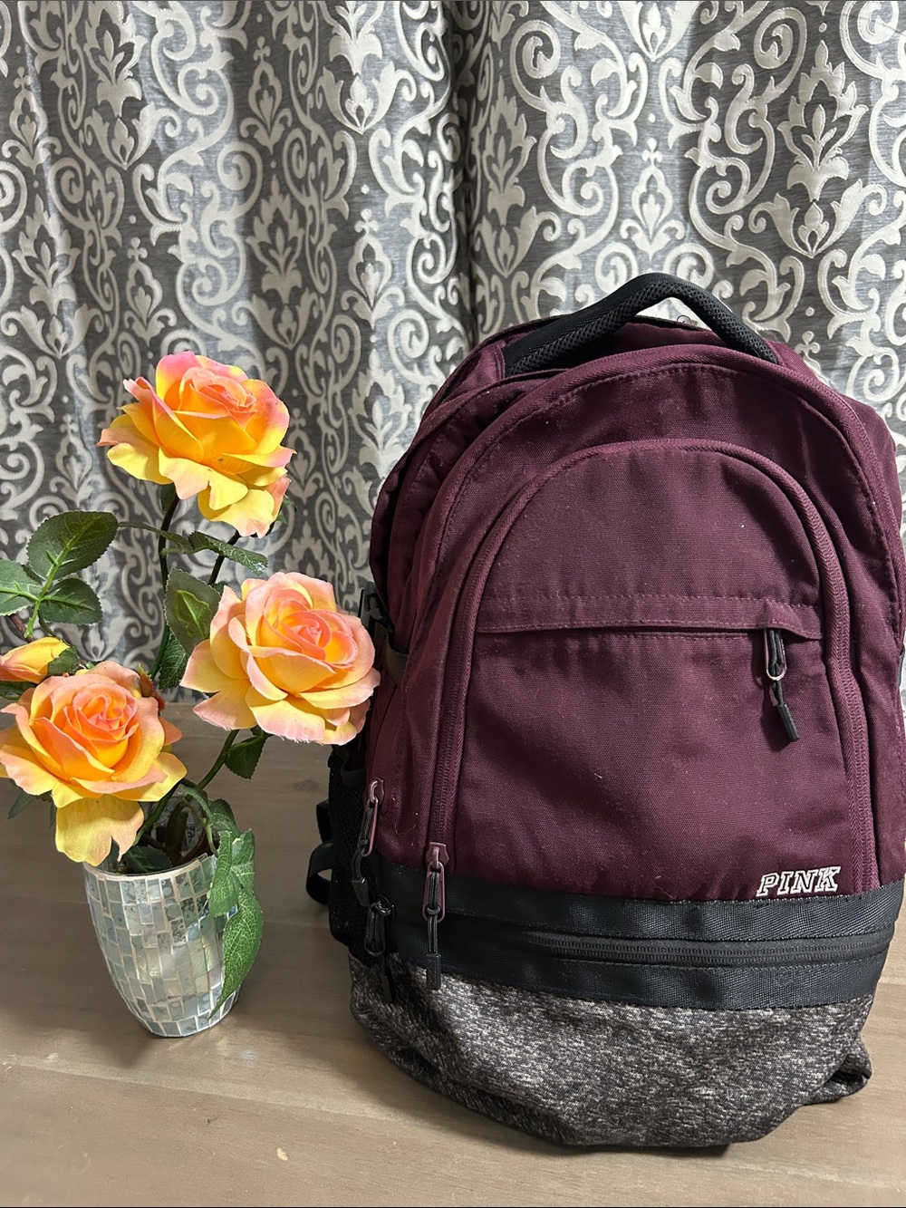 PINK Victoria's Secret Burgundy and Black Men's Backpack